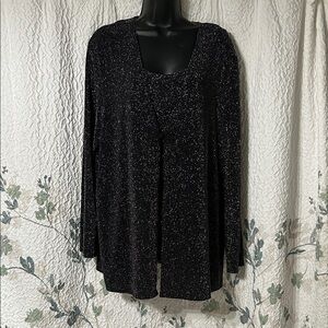 NWOT Elegant Black Sparkle Women's Tank and jacket.  size 1X
